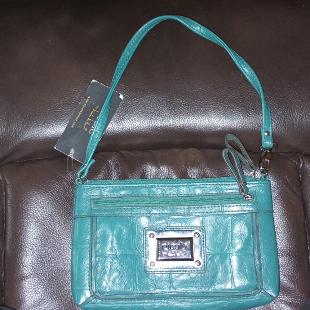 Nicole Miller teal mini purse